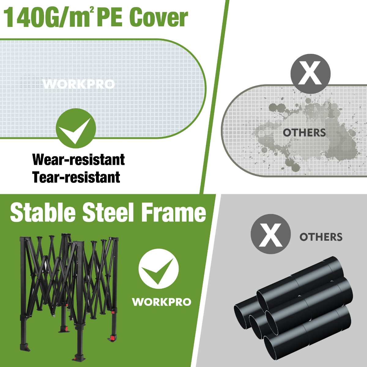 Walk-in greenhouse with steel frame components and PE cover shown for weather resistance