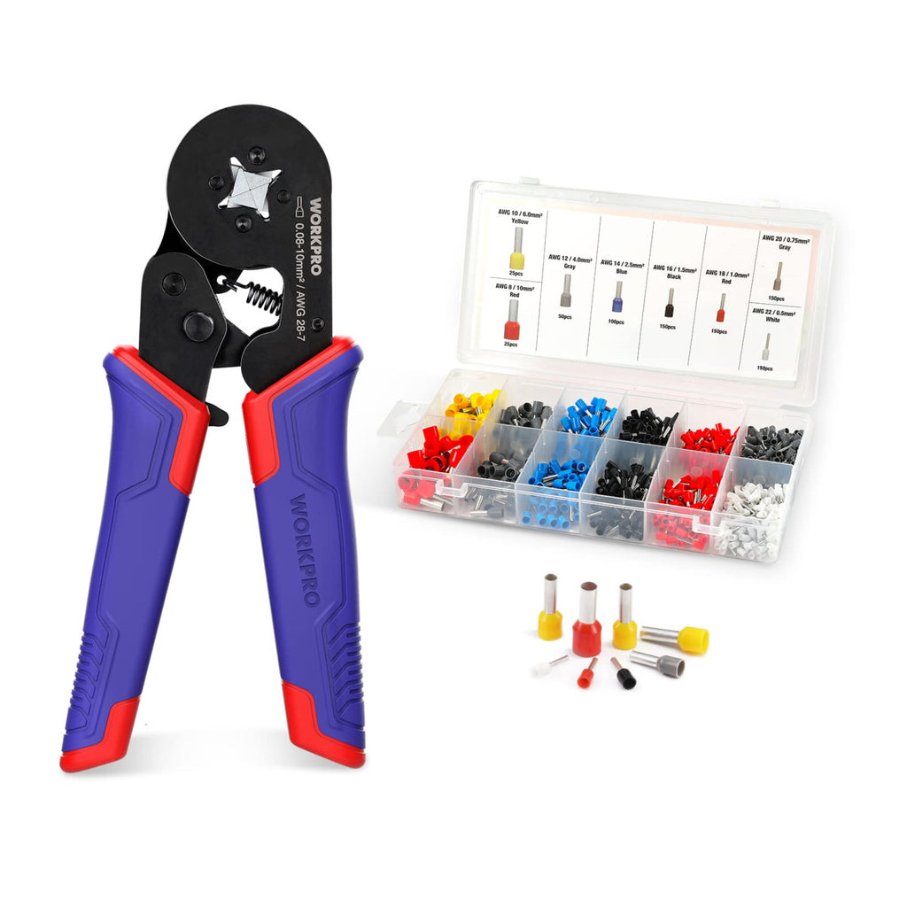 WORKPRO Ferrule Crimping Tool Kit, AWG 28-7 Self-adjustable Ratchet W