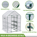 WORKPRO 56” L x 56”W x 77'' H Large 3 Tier 8 Shelves Outdoor Portable Walk-in Gardening Greenhouse