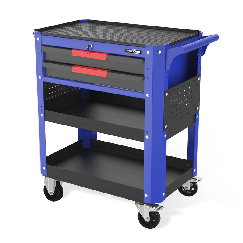 WORKPRO Premium 28” 2-Drawer Rolling Tool Cart, Heavy Duty Utility In