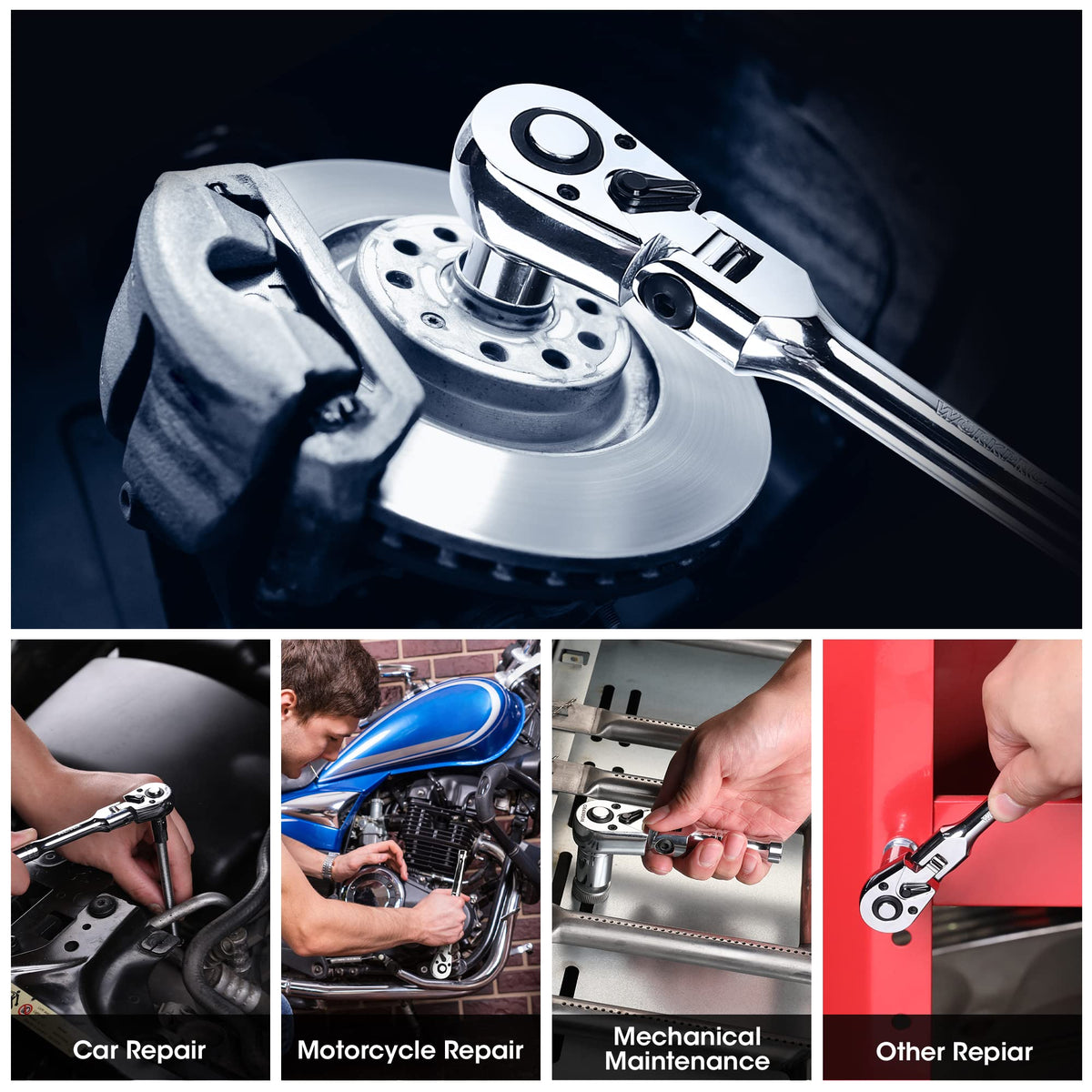 ゆき　T2pskセット WORKPRO 2 Pcs/4 Pcs Flex Head Ratchet Set, 1/4