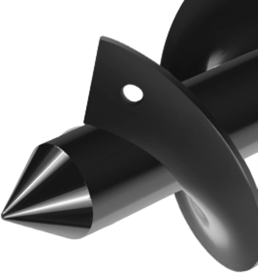 Spiral auger drill bit tip with threaded helical screw flights and mounting plate