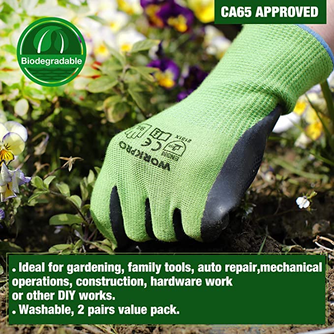 WORKPRO 6“ Cordless Chain Saw & 7 Piece Garden Tools Set & 2 Pairs Garden Gloves & Garden Knee Pads
