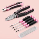 WORKPRO 55 Pcs Pink Tools Set, 3.7V Rotatable Cordless Screwdriver and Household Tool Kit - Pink Ribbon (W)