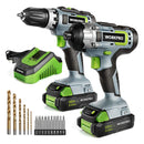 WORKPRO 20V Cordless Drill Combo Kit, Drill Driver and Impact Driver with 2x 2.0Ah Batteries and 1 Hour Fast Charger