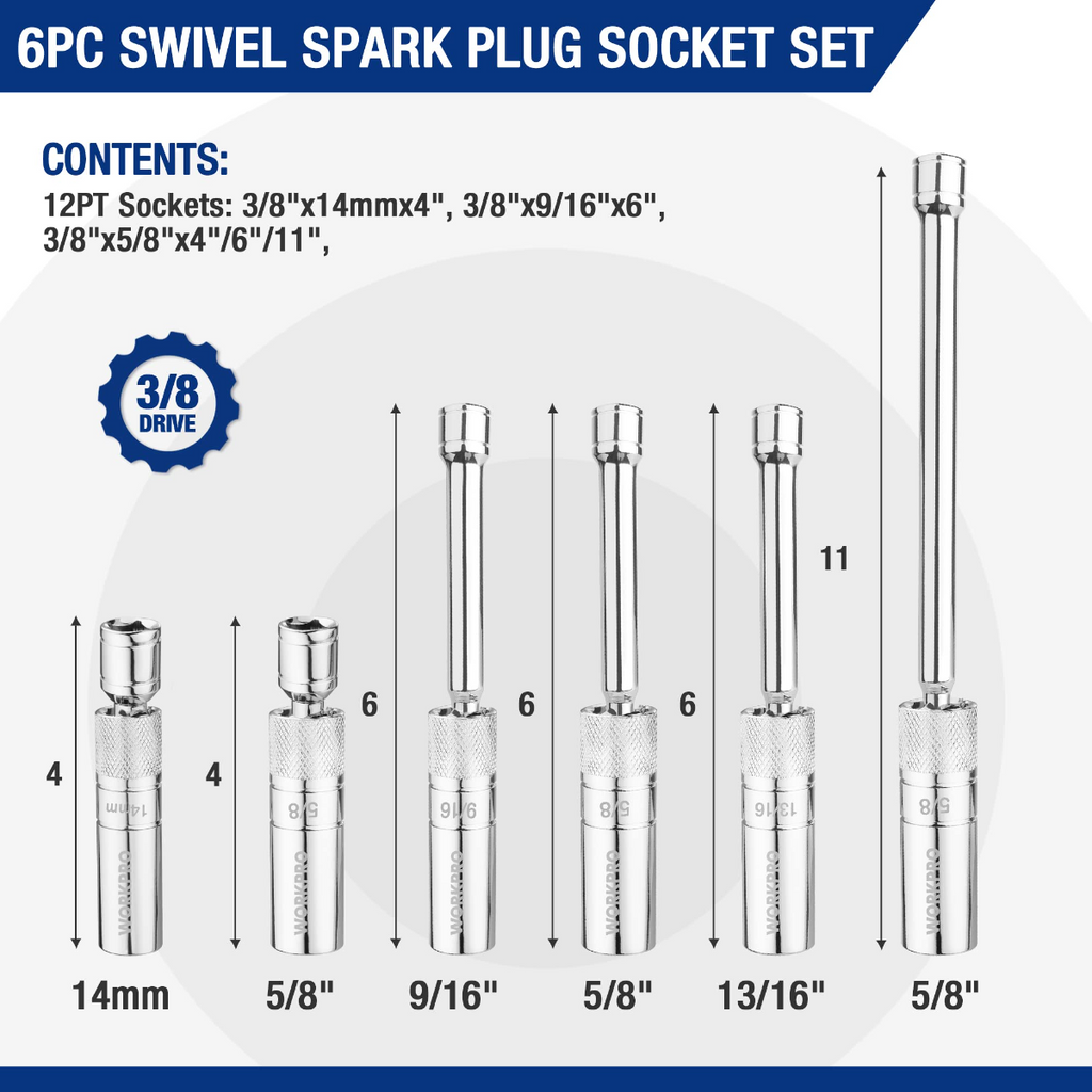 4pcs 14mm et 16mm Swivel Spark Plug Socket Set, bougie d'allumage magnétique