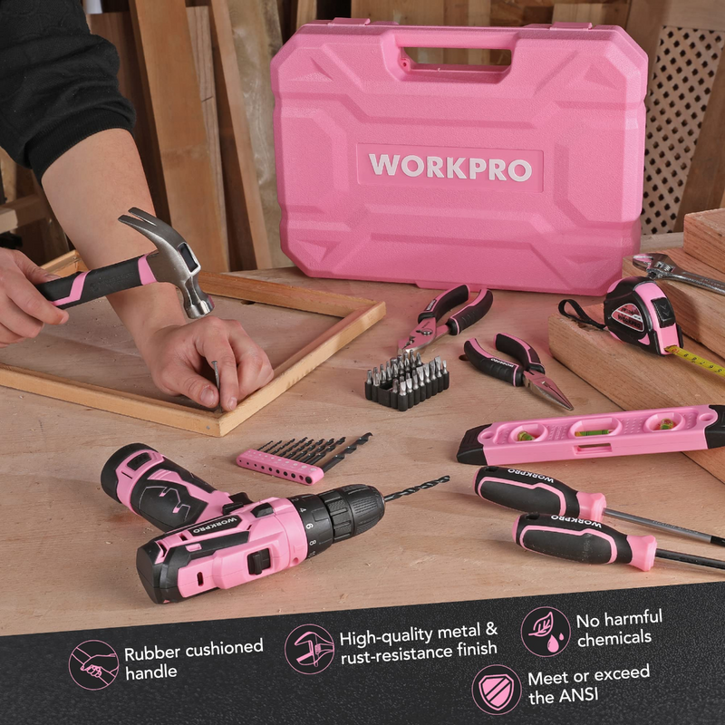 WORKPRO 108-Piece Portable Tool Set with Power Drill