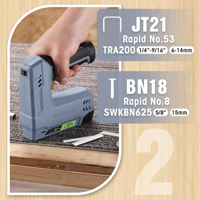 WORKPRO 3.6V 2.0Ah Battery Powered Electric Cordless 2 in 1 Staple and