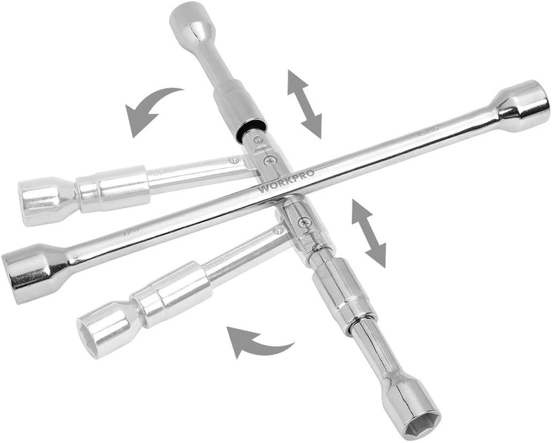 WORKPRO 14-Inch Universal Folding Lug 4-Way Cross Wrench