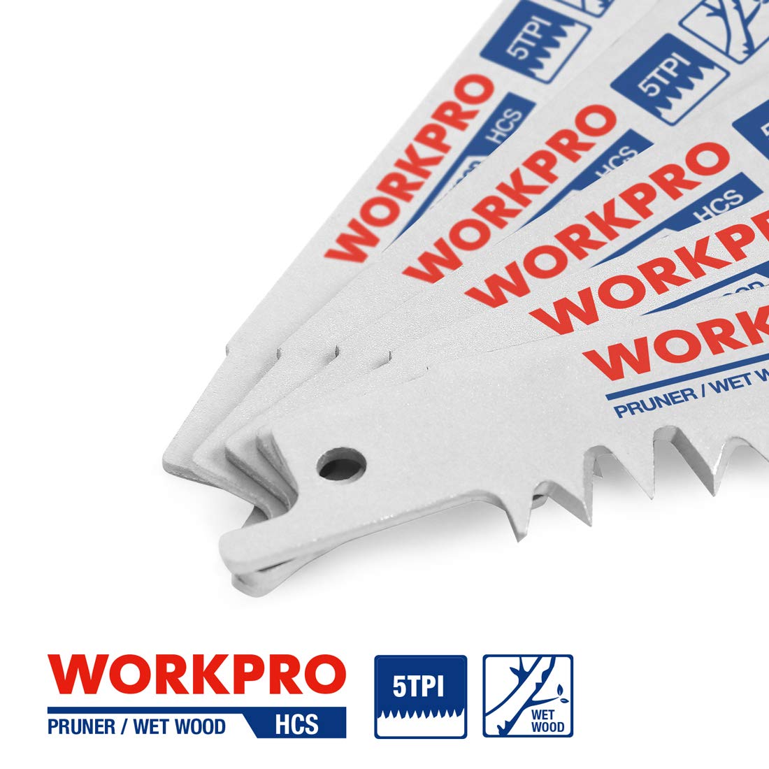 WORKPRO HCS pruning blade with 5TPI teeth, close-up