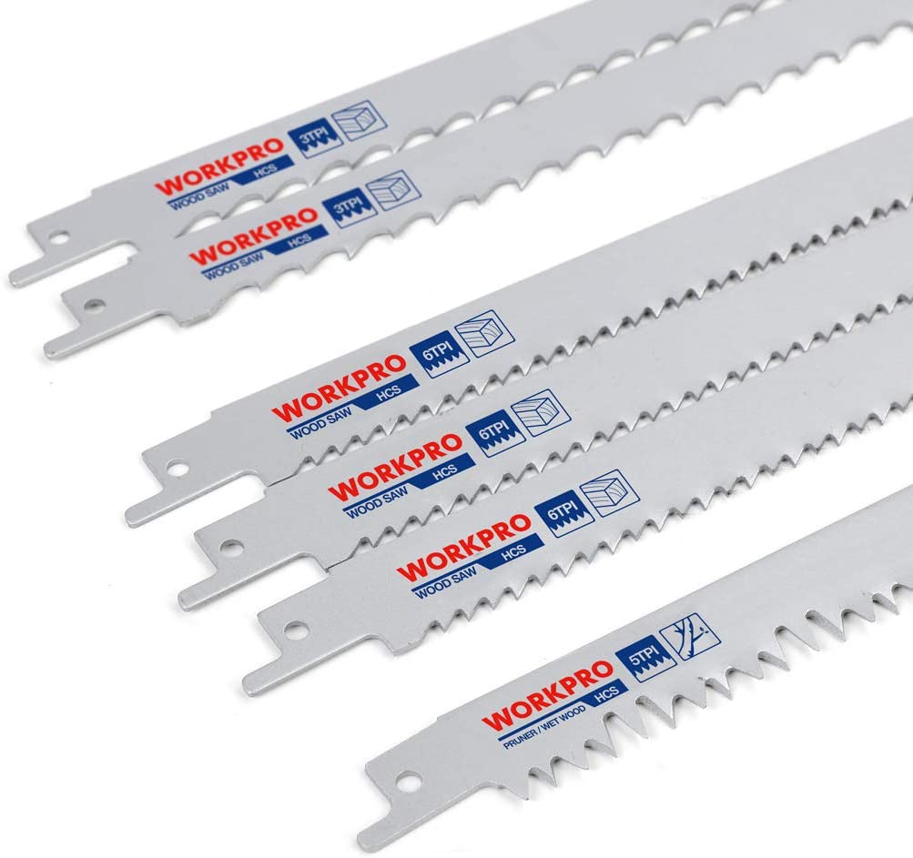 WORKPRO 32 Pcs Reciprocating Saw Blade Set with Organizer Pouch in silver steel with durable quality