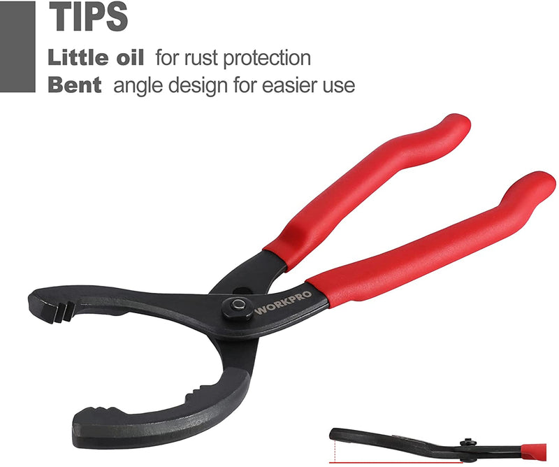 WORKPRO 12" Adjustable Oil Filter Pliers Ideal For Engine Filters Conduit Fittings