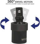 WORKPRO 55 Pcs 1/2" Drive Impact Socket Set with Extension Bars, Premium Cr-V Steel, SAE and Metric Sockets with Enhanced Storage Case