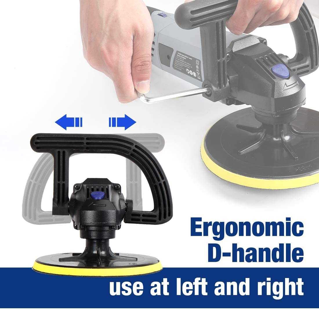 Buffer polisher with ergonomic D-handle and black grinder spindle base