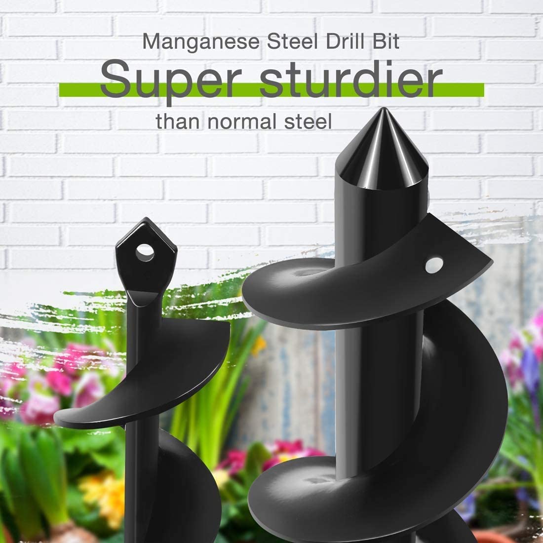 Spiral auger drill bit with helical screw flights and pointed cutting tip