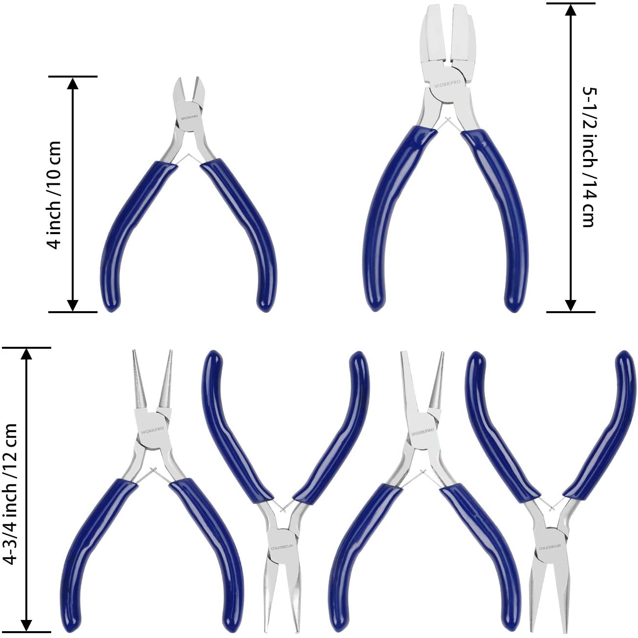WORKPRO 7 Pcs Jewelers Pliers Set with carrying pouch, blue handles, drop-forged carbon steel quality