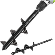 Spiral auger drill bit pair with helical screw flights and flat mounting blades