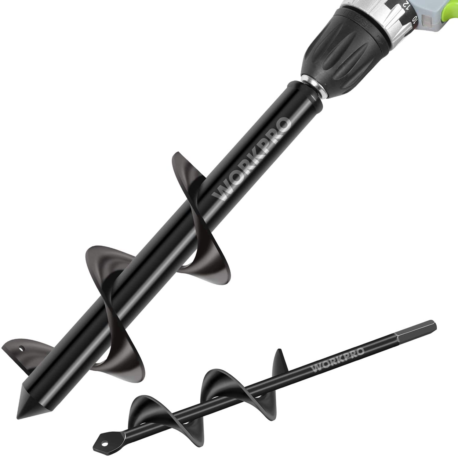 Spiral auger drill bit pair with helical screw flights and flat mounting blades