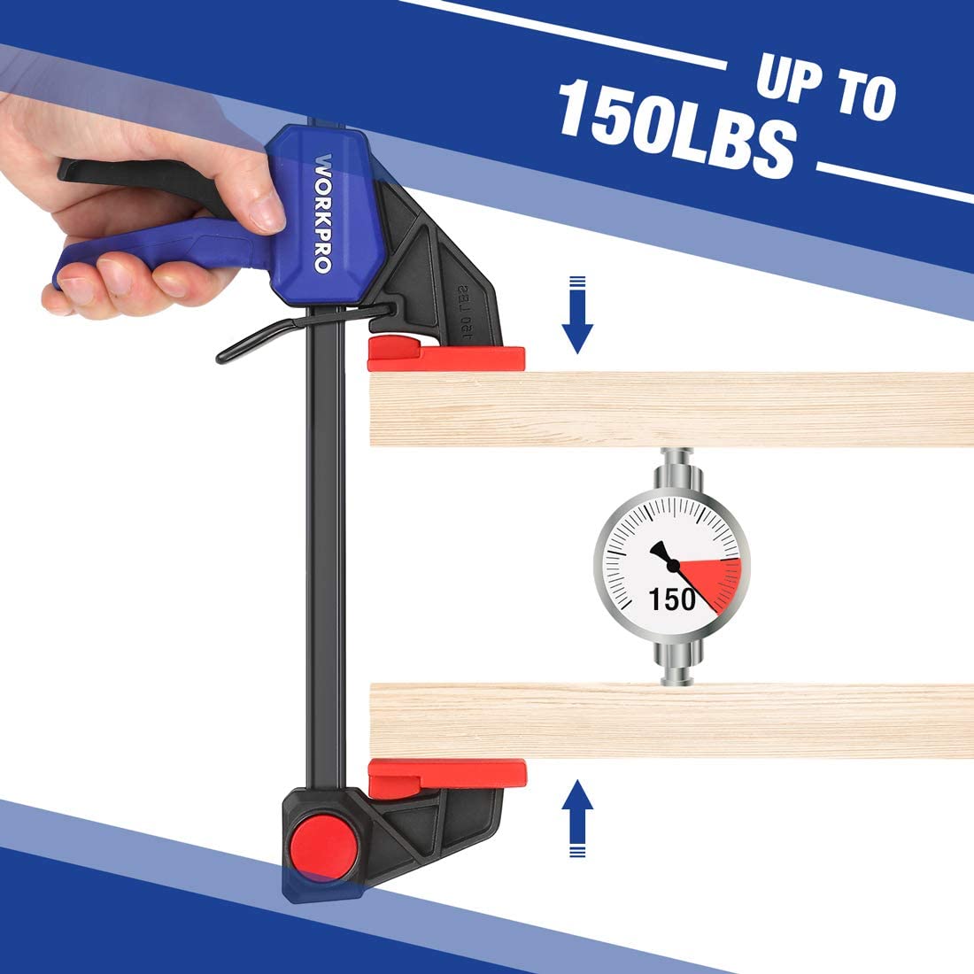 WORKPRO 6 Pcs Woodworking Bar Clamps with quality durable secure innovation and convenient quick-change jaw removal