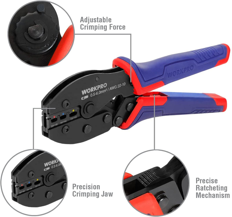 WORKPRO Crimping Tool Kit with 100 Pcs Terminal Connector