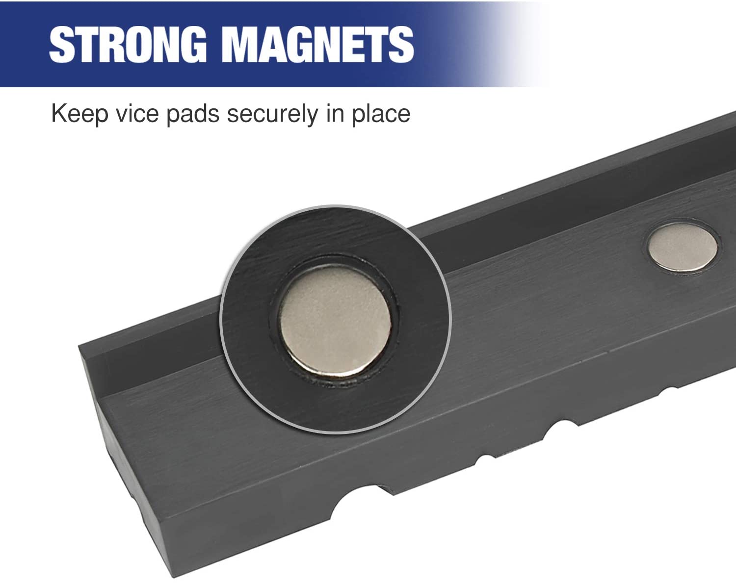 Magnetic vise jaw pad cover with two round metal contact spots