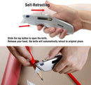 WORKPRO Retractable Utility Knife and Self-retracting Safety Box with 2 Extra Blades Included