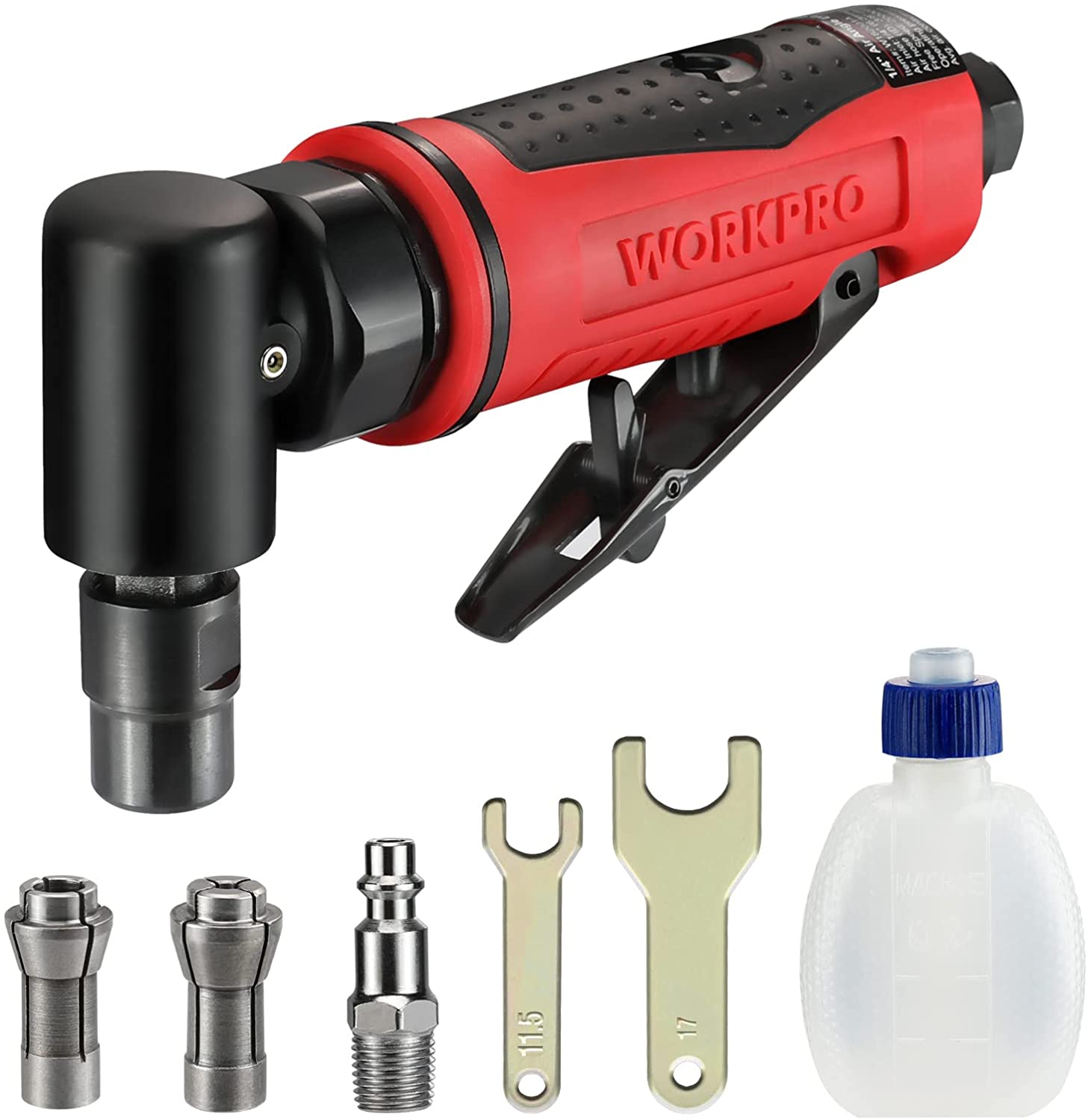 WORKPRO Air Angle Die Grinder 1/4-Inch Pneumatic Right Angle Die Grinder Set