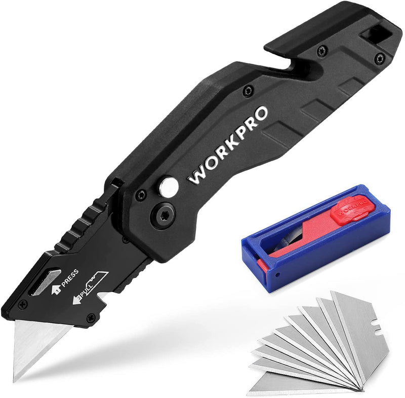 WORKPRO Folding Utility Knife, Box Cutter with Belt Clip, Quick-Chang