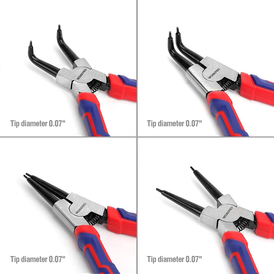 WORKPRO 4 Pcs Snap Ring Pliers Set with storage pouch, innovation and secure durable quality, high-quality