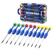 Precision screwdriver set with clear case and mixed Phillips, slotted, Torx bits