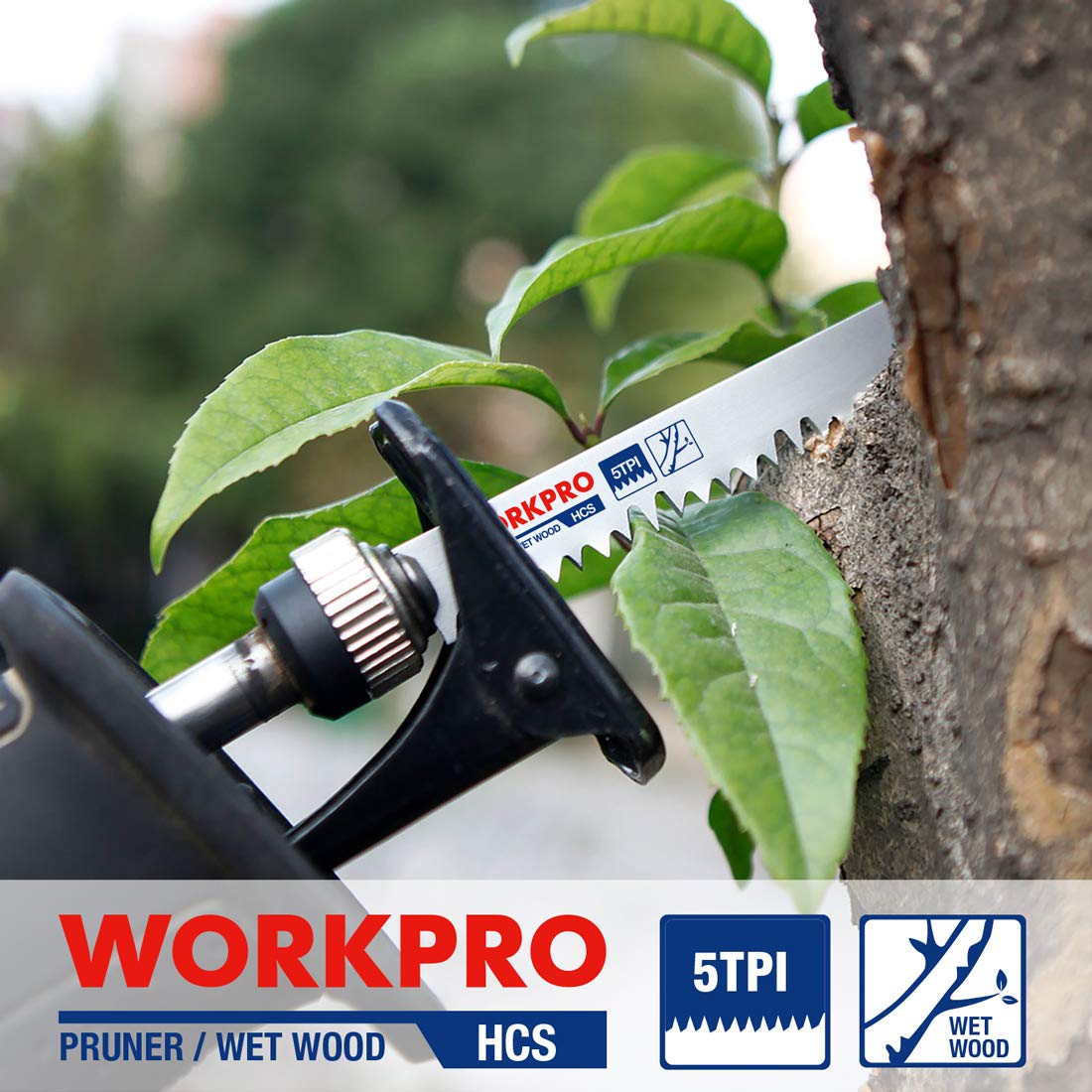 WORKPRO pruner blade cutting wet wood branches, 5TPI HCS