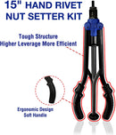 WORKPRO 15" Rivet Nut Tool 70pcs Rivet Nuts and Carry Case Threaded Hand Nutsert Tool Kit (W)