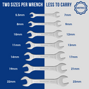 WORKPRO 7 Pcs Metric Super-Thin Wrench Set with Roll-up Organizer Pouch