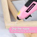 WORKPRO Cordless Melt Fast Preheating Mini Glue Gun with 20 PCS Premium Glue Stick - Pink Ribbon