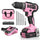 WORKPRO 20V Pink Cordless Drill Driver Set with Fast Charger and 11-inch Storage Bag Included - Pink Ribbon