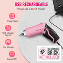 WORKPRO 55 Pcs Pink Tools Set, 3.7V Rotatable Cordless Screwdriver and Household Tool Kit - Pink Ribbon (W)