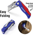WORKPRO Folding Utility Knife Quick-change Box Cutter, Blade Storage in Handle with 5 Extra Blades Included