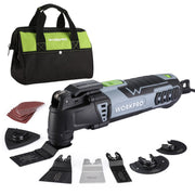 Corded oscillating multi-tool kit with carrying bag and multiple saw blade attachments