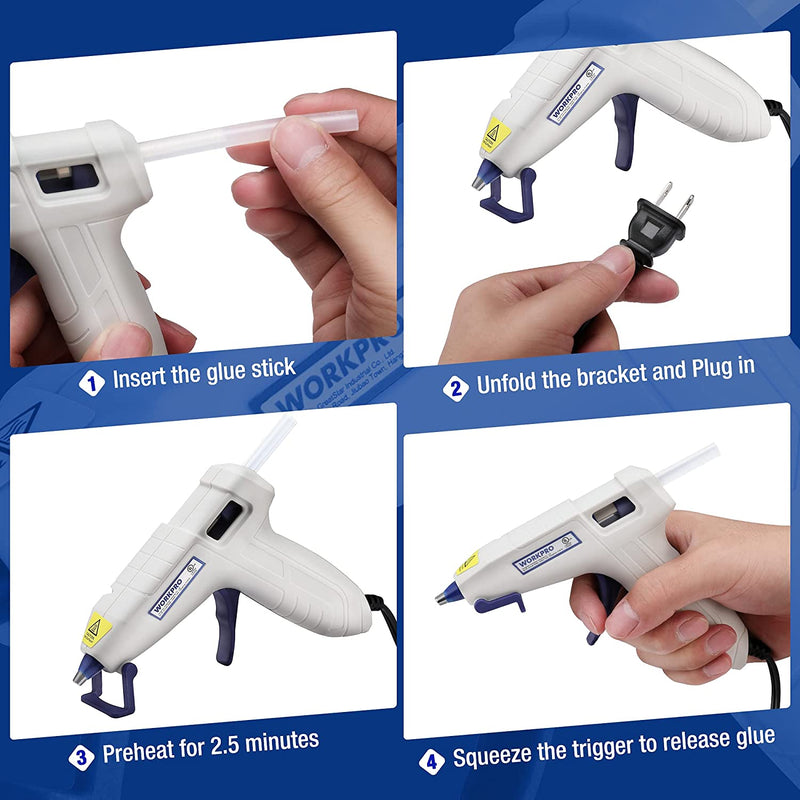 WORKPRO Mini Hot Glue Gun Kit with 20 Pcs Hot Glue Sticks
