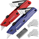 WORKPRO Retractable Utility Knife with Extra Blade Storage, 2 Pack Quick-Change Box Cutters - WORKPRO Tools