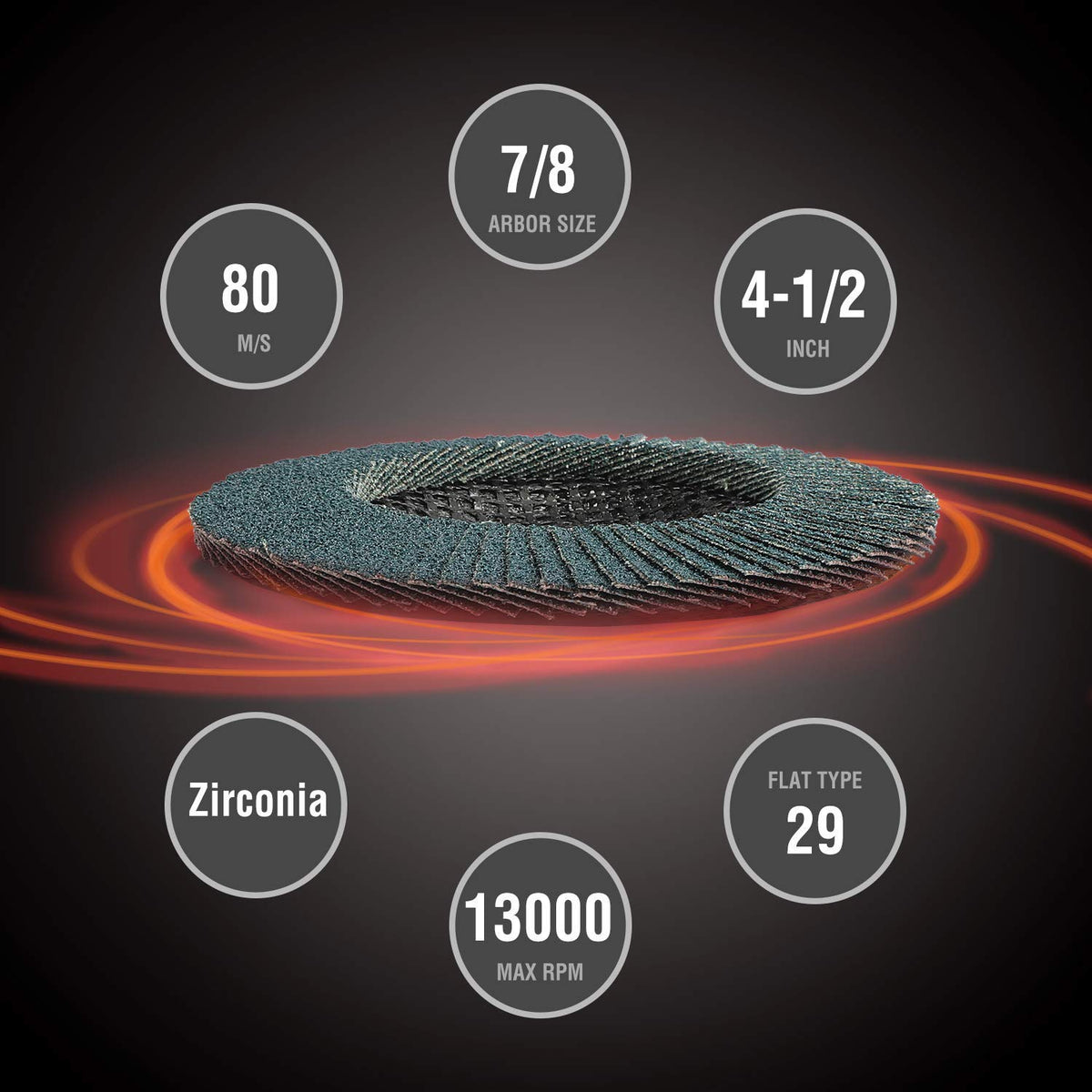 thumbnail image 2 of 50-Pack 4.5 X 7/8 Inch 40 Grit Zirconia Flap Discs, Type 29 (T29) For Angle Grinder, Premium Sanding & Grinding By Handdo 2 of 3