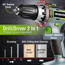 WORKPRO 20V Cordless Drill Combo Kit, Drill Driver and Impact Driver with 2x 2.0Ah Batteries and 1 Hour Fast Charger