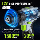 WORKPRO 12V Electric Cordless Drill Driver Kit 3/8" Keyless Chuck, Charger and Storage Bag Included