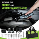 WORKPRO Cordless Electric Ratchet Wrench, 3/8" 12V 40 Ft-lbs Electric Ratchet Wrench 9 Pcs Set