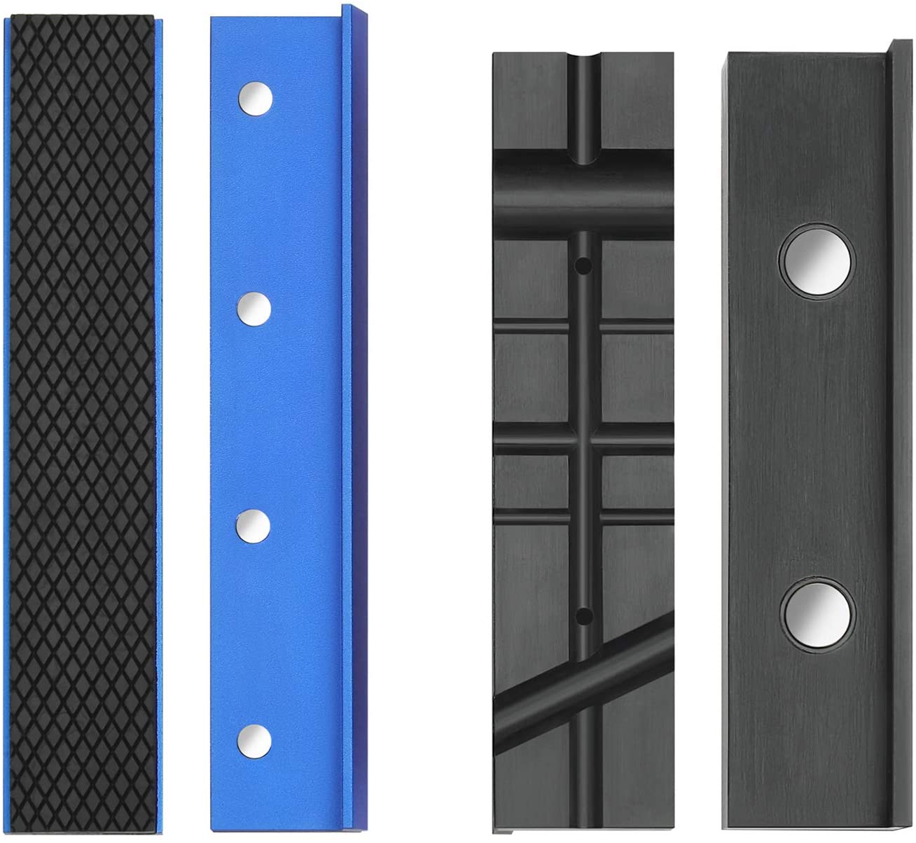 WORKPRO 2-Pair Vise Jaw Pads, Magnetic Vise Jaw Covers Protectors, Multi-Groove Jaw Pads, and Aluminum Pads Set