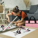 WORKPRO 55 Pcs Pink Tools Set, 3.7V Rotatable Cordless Screwdriver and Household Tool Kit - Pink Ribbon (W)
