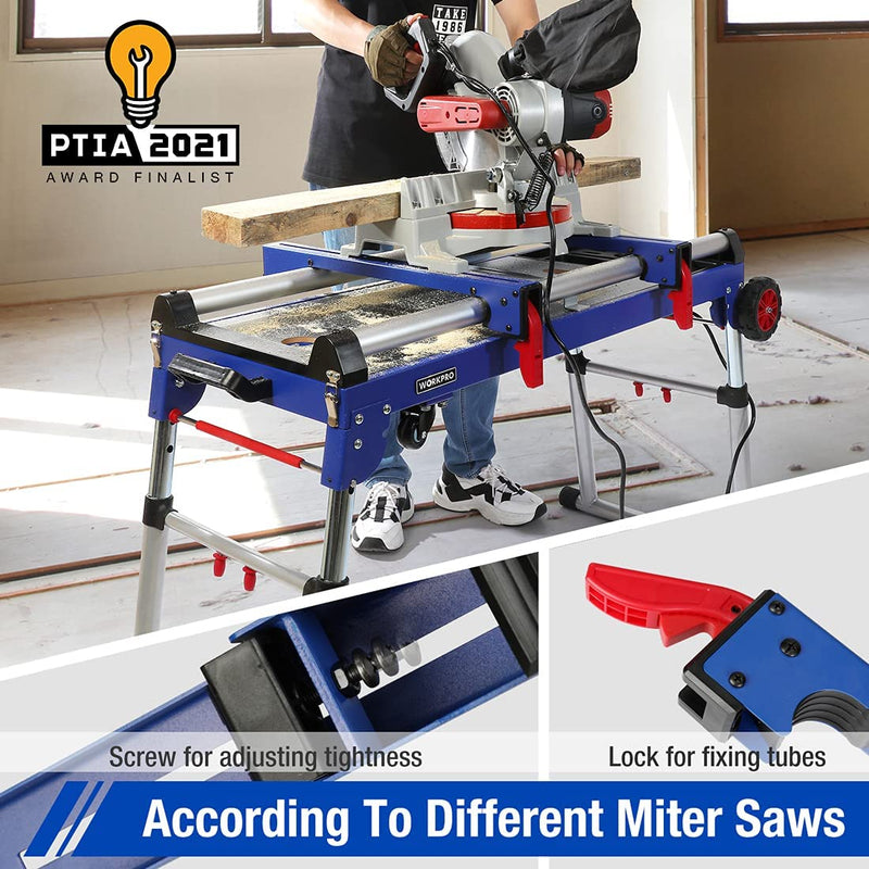 WORKPRO Miter Saw Stand 5-in-1 Portable Workbench with Detachable Miter Saw Stand & Height Adjustable Legs