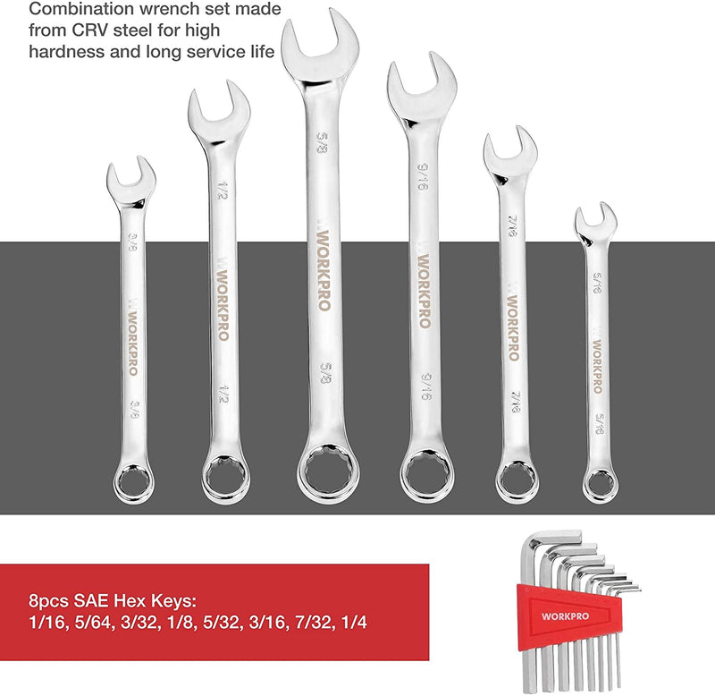 WORKPRO 87 Pcs  Mechanics Tool Set, Hand Tools Kit with Storage Tool Box