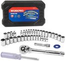 WORKPRO 39 Pcs Drive Socket Wrench Mechanics Tool Set with Tool Box Metric and SAE