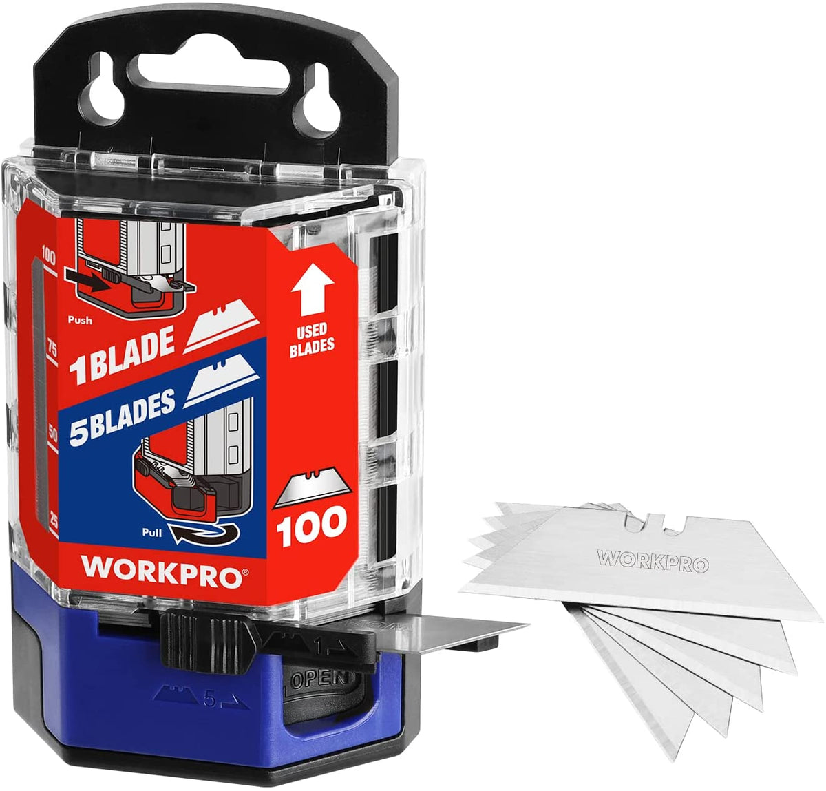 WORKPRO 100 Pcs SK5 Carbon Steel Utility Knife Blades Replacement with